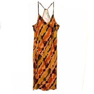 NWT Anthropologie Saturday Sunday Peach Marni Tie Dye Side Slit Maxi Dress